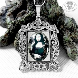 Medalion szklany kaboszon z grafiką Wampir Mona Lisa